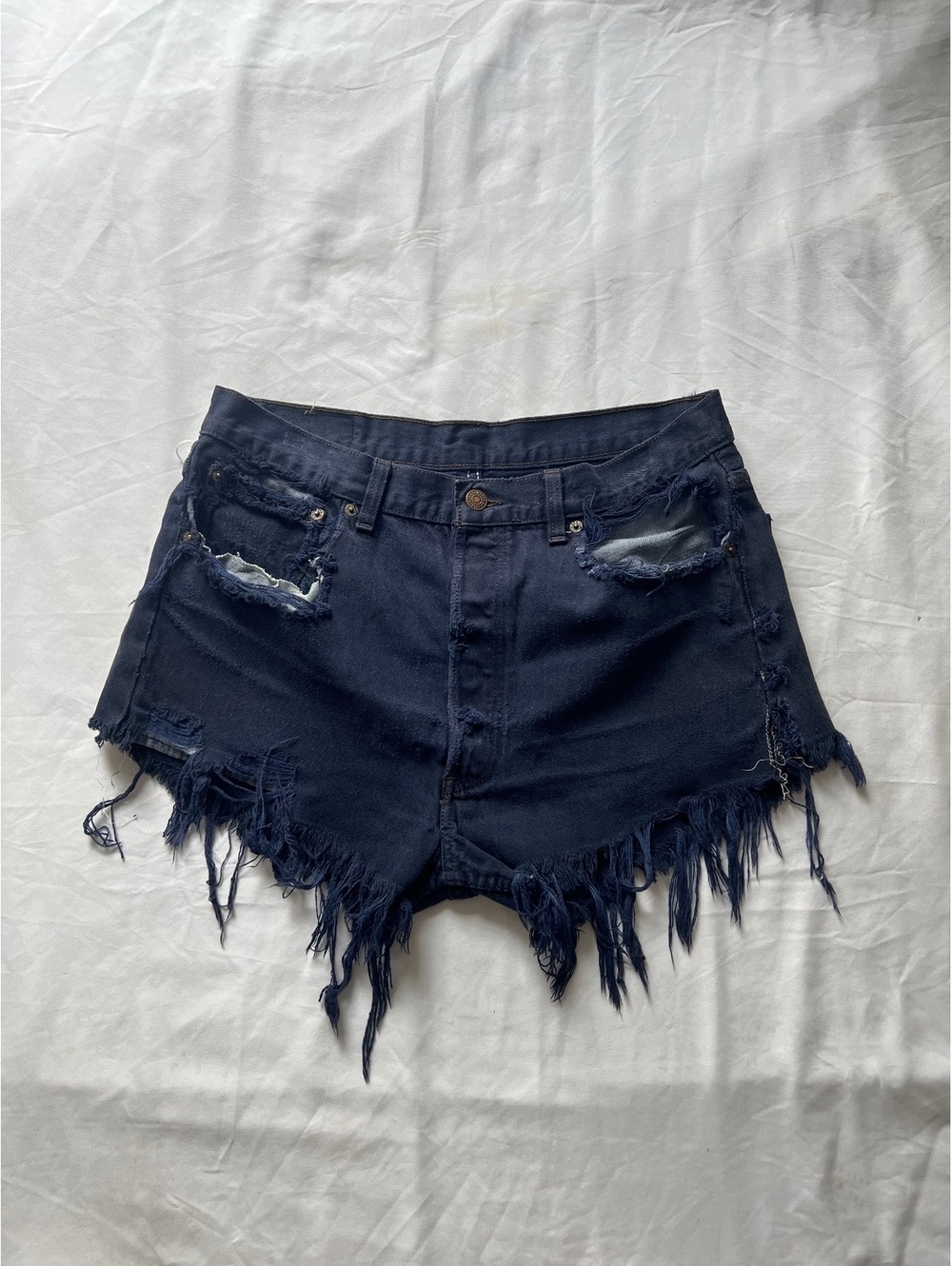 Levi’s Navy Distressed Denim Shorts